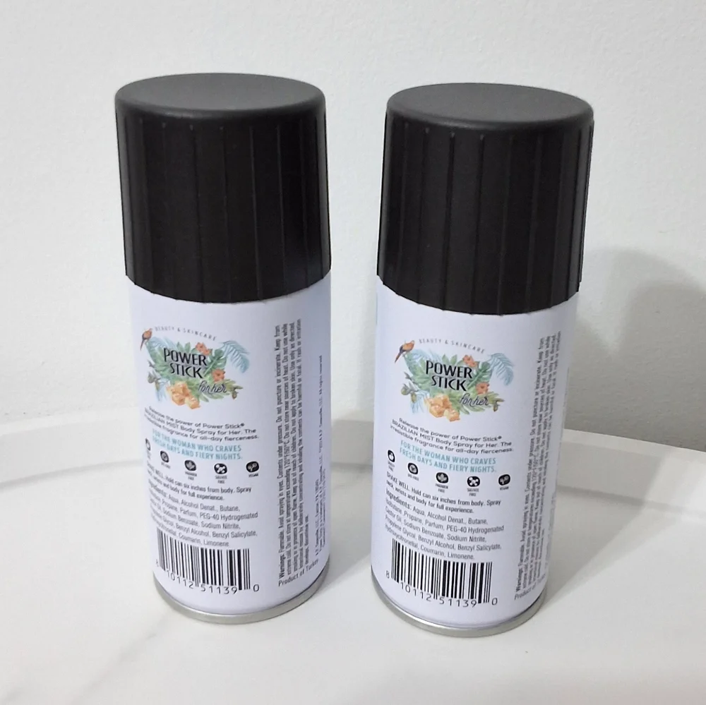 Power Stick For Her Brazilian Mist Body Spray, 3.5 OZ, Bundle of Two, NEW